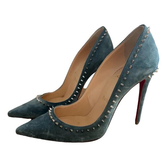 EUC Christian Louboutin Everest Silver Anjalina Spike Heels - Picture 1 of 13